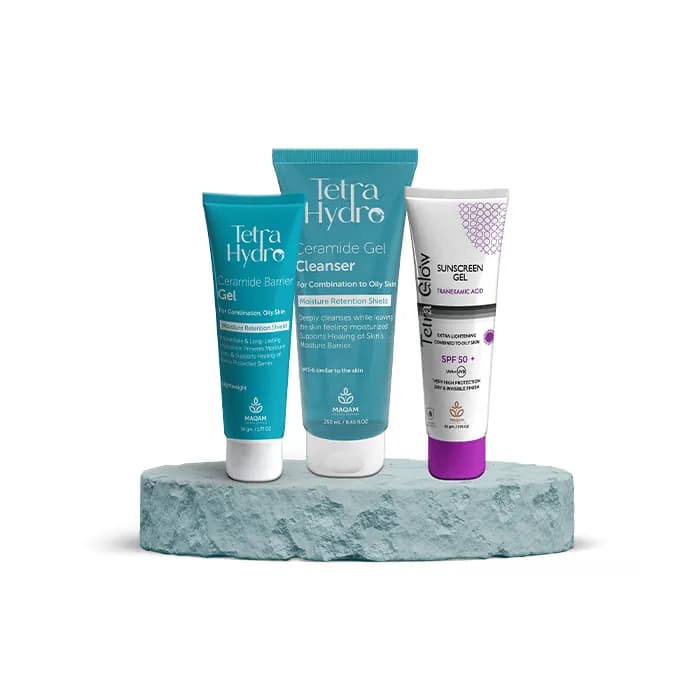 Tetra Glow الرعاية الشاملة للبشرة المشبعة والدهنية Bundle 1+1 - 50ml - 100 ml - 250ml SPF50+ - 3 shades - 2 scents
